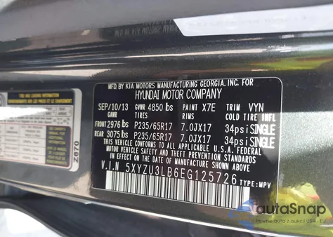 2014 Hyundai Santa Fe Sport 2.4L from USA, damaged, VIN 5XYZU3LB6EG125726